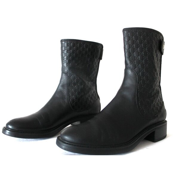 Gucci Microguccissima Leather Ankle Boots / Size 36 / Black GG Logo Embossed - Picture 3 of 14